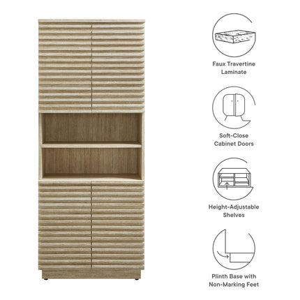 Modway EEI-7179 Render Tall Faux Travertine Linen Storage Cabinet Modway