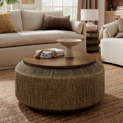 Modway EEI-7187 Maris Seagrass and Wood Coffee Table Modway