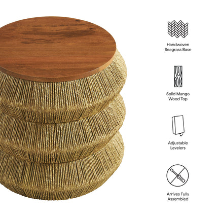 Modway EEI-7188 Maris Seagrass and Wood End Table Modway