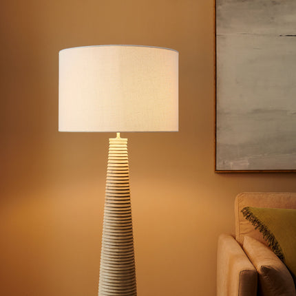 Modway EEI-7190 Saylor Carved Ribbed Wood Floor Lamp With Drum Shade Modway