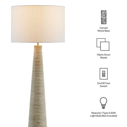 Modway EEI-7190 Saylor Carved Ribbed Wood Floor Lamp With Drum Shade Modway