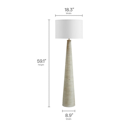 Modway EEI-7190 Saylor Carved Ribbed Wood Floor Lamp With Drum Shade Modway