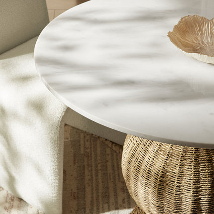 Modway EEI-7195 Zale 36" Marble and Seagrass Dining Table Modway