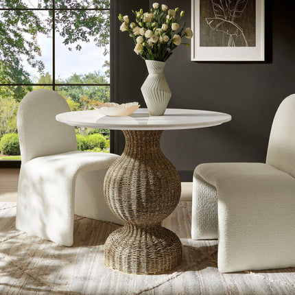 Modway EEI-7195 Zale 36" Marble and Seagrass Dining Table Modway