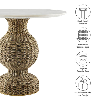 Modway EEI-7195 Zale 36" Marble and Seagrass Dining Table Modway