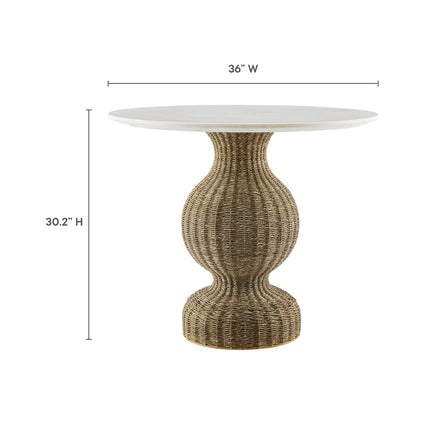Modway EEI-7195 Zale 36" Marble and Seagrass Dining Table Modway