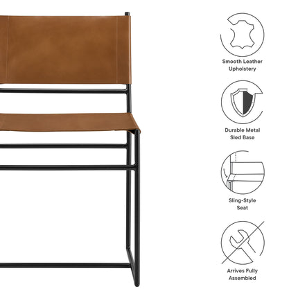 Modway EEI-7196 Thatcher Leather and Metal Dining Chair - Plaza Home Decor
