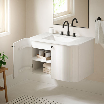 Modway EEI-7208 Zia 30" Wall-Mount Bathroom Vanity with Marble Sink Modway