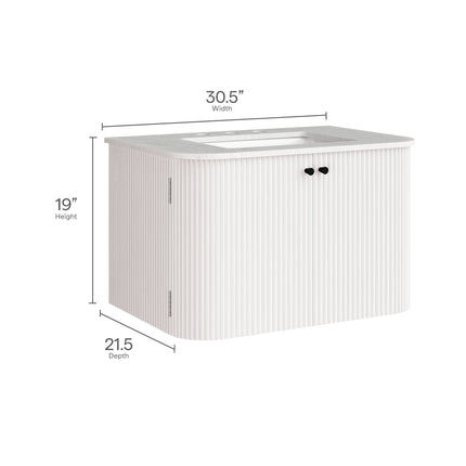 Modway EEI-7208 Zia 30" Wall-Mount Bathroom Vanity with Marble Sink Modway