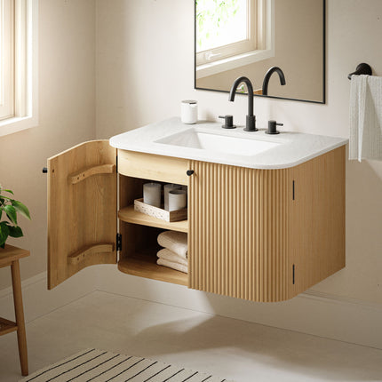 Modway EEI-7208 Zia 30" Wall-Mount Bathroom Vanity with Marble Sink Modway