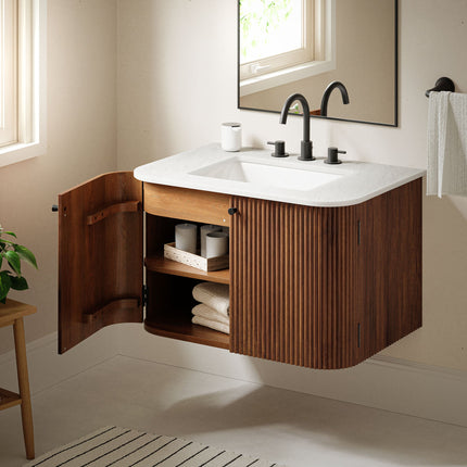 Modway EEI-7208 Zia 30" Wall-Mount Bathroom Vanity with Marble Sink Modway