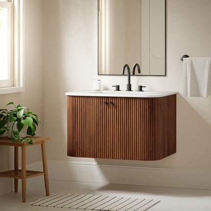 Modway EEI-7208 Zia 30" Wall-Mount Bathroom Vanity with Marble Sink Modway