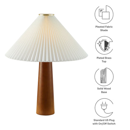 Modway EEI-7212 Jessica Wooden Base Table Lamp With Pleated Fabric Shade Modway