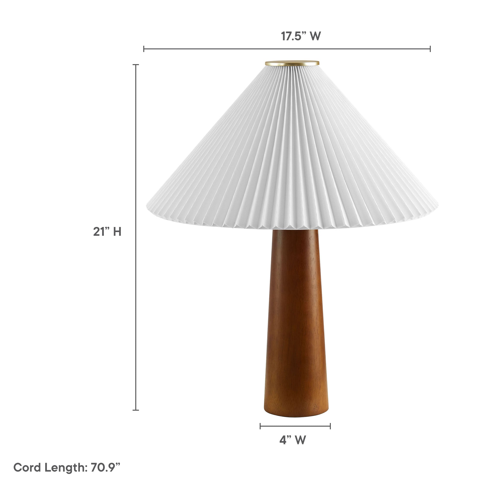 Modway EEI-7212 Jessica Wooden Base Table Lamp With Pleated Fabric Shade