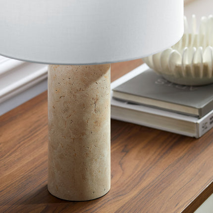 Modway EEI-7213 Zenith Travertine Table Lamp With Fabric Drum Shade Modway