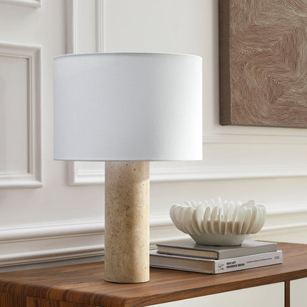 Modway EEI-7213 Zenith Travertine Table Lamp With Fabric Drum Shade Modway
