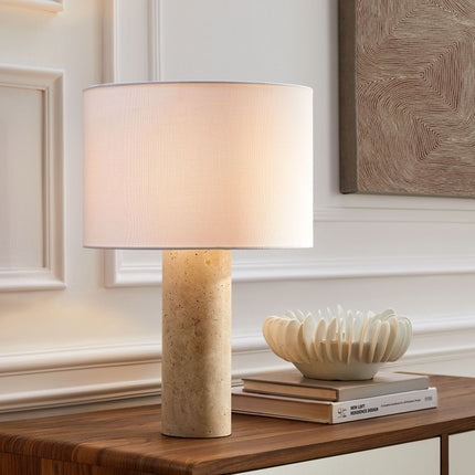 Modway EEI-7213 Zenith Travertine Table Lamp With Fabric Drum Shade Modway