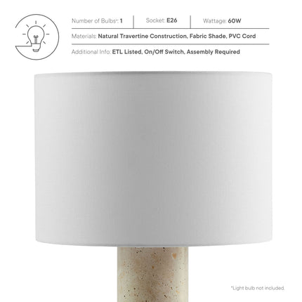 Modway EEI-7213 Zenith Travertine Table Lamp With Fabric Drum Shade Modway