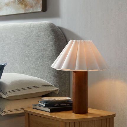 Modway EEI-7214 Flora Wood Table Lamp With Pleated Petal Shade Modway