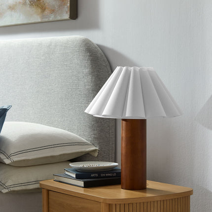 Modway EEI-7214 Flora Wood Table Lamp With Pleated Petal Shade Modway