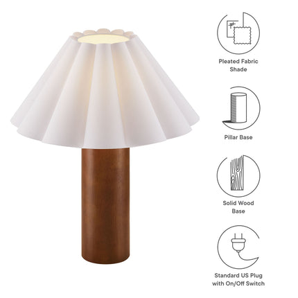 Modway EEI-7214 Flora Wood Table Lamp With Pleated Petal Shade Modway