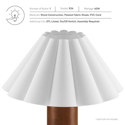 Modway EEI-7214 Flora Wood Table Lamp With Pleated Petal Shade Modway
