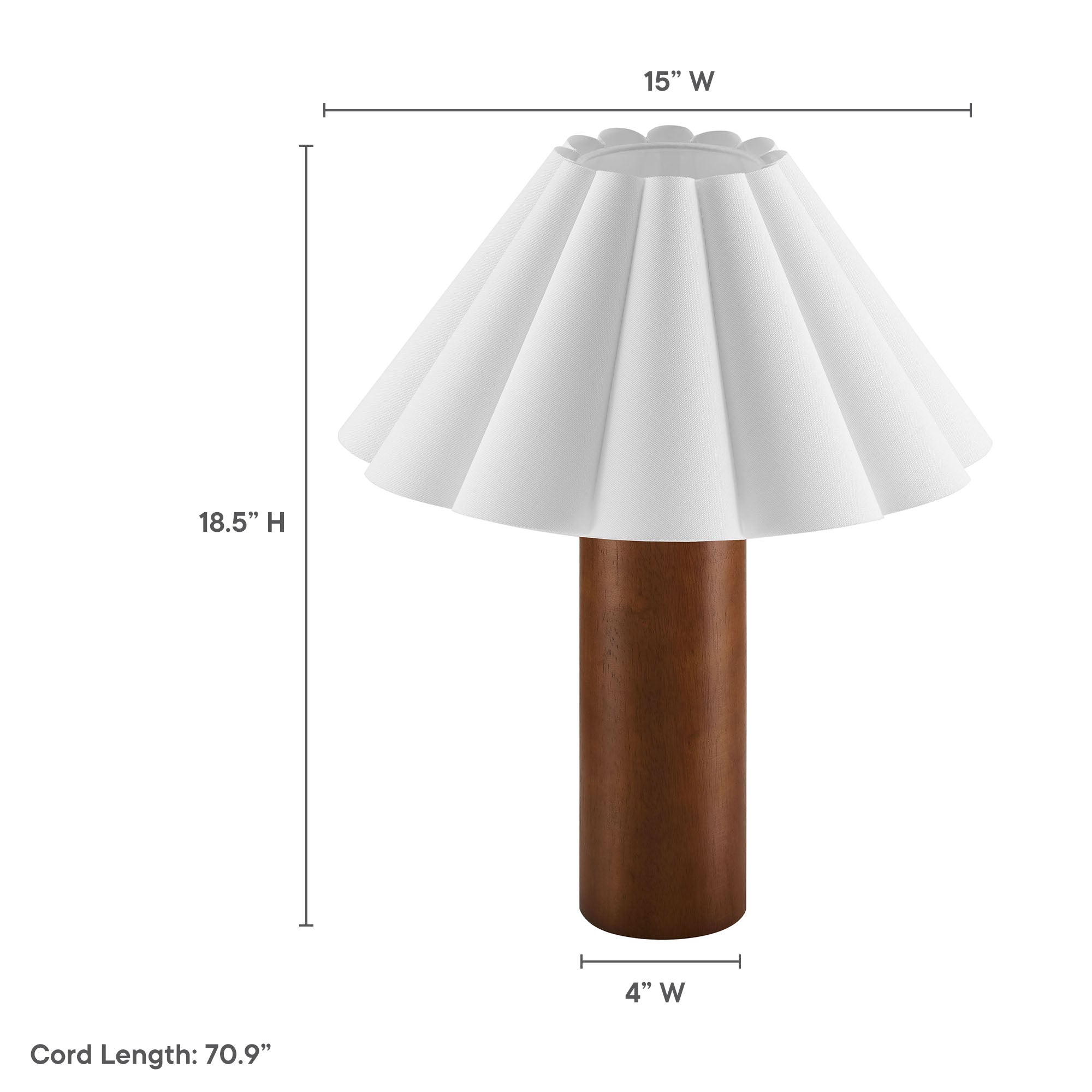 Modway EEI-7214 Flora Wood Table Lamp With Pleated Petal Shade