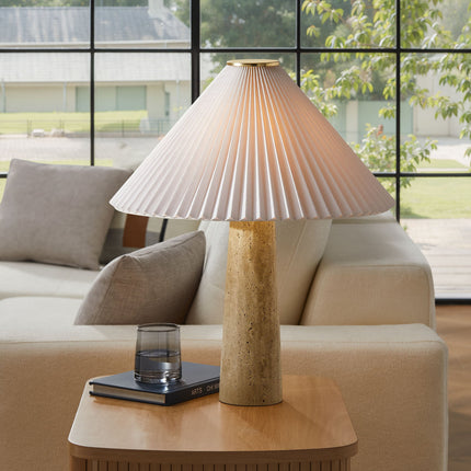 Modway EEI-7215 Cove Travertine Table Lamp With Pleated Shade Modway
