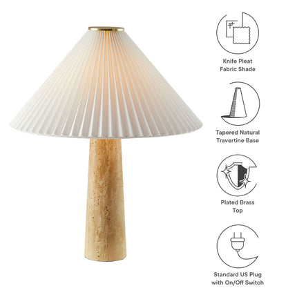 Modway EEI-7215 Cove Travertine Table Lamp With Pleated Shade Modway