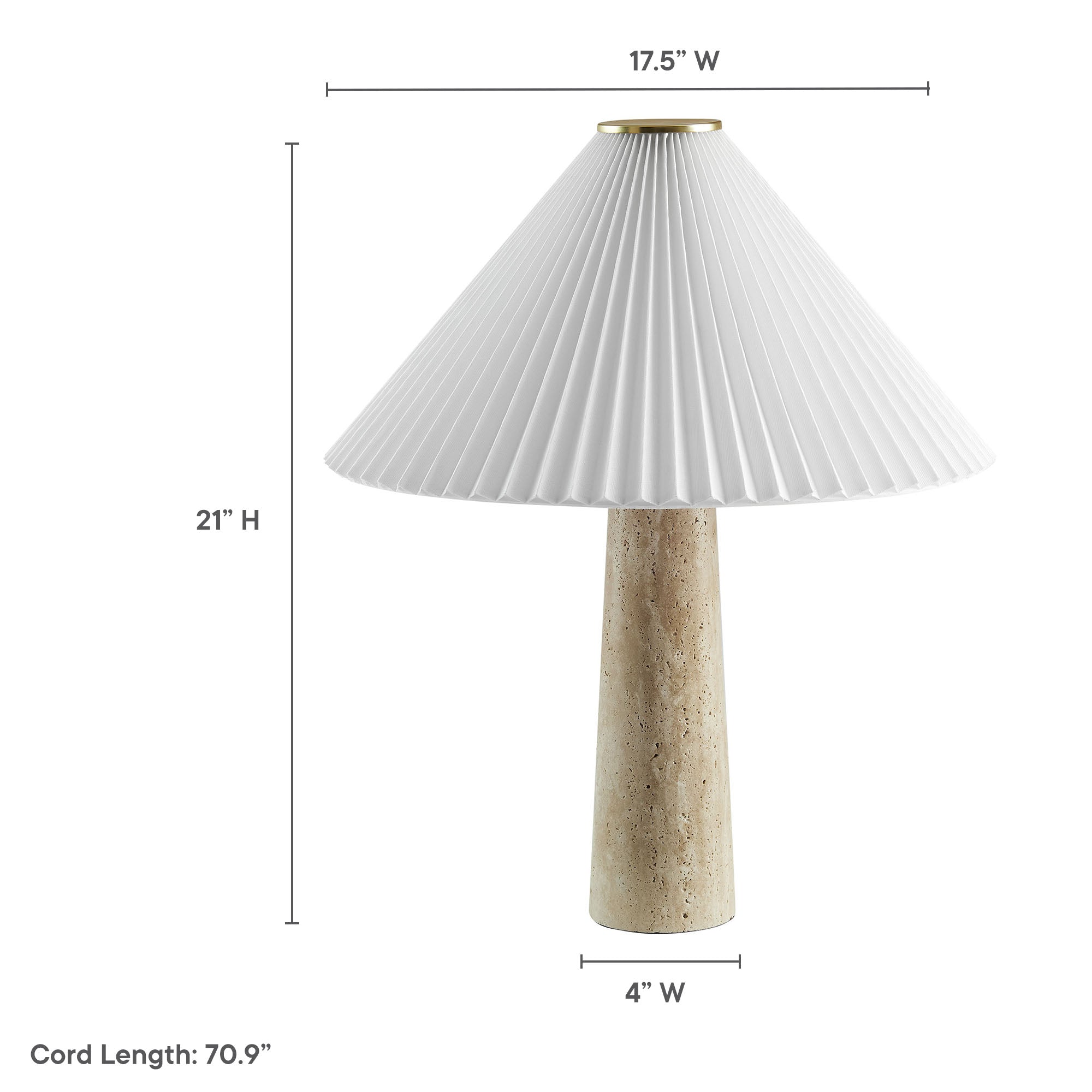 Modway EEI-7215 Cove Travertine Table Lamp With Pleated Shade