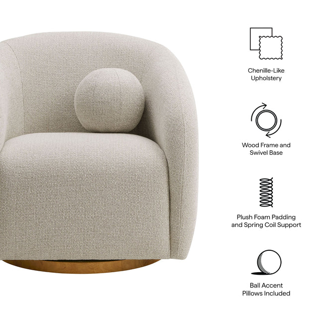 Modway EEI-7218 Holland Swivel Chenille Fabric Armchair Modway