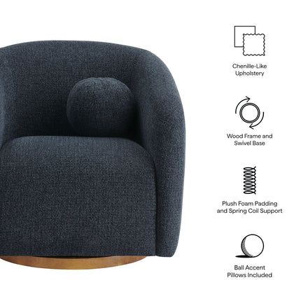 Modway EEI-7218 Holland Swivel Chenille Fabric Armchair Modway