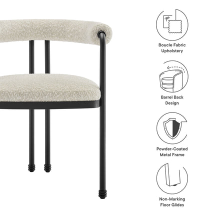 Modway EEI-7225 Turin Curved Back Boucle and Metal Dining Accent Chair Modway