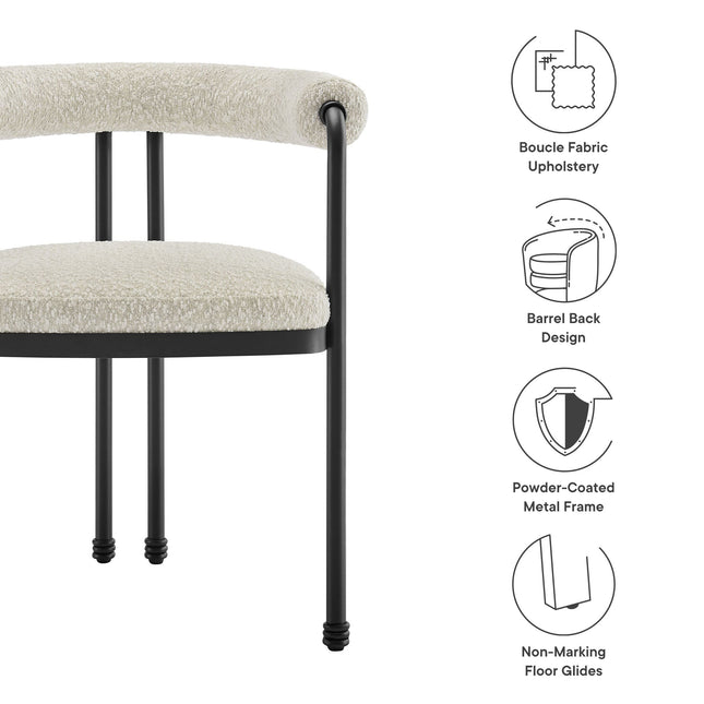 Modway EEI-7225 Turin Curved Back Boucle and Metal Dining Accent Chair Modway