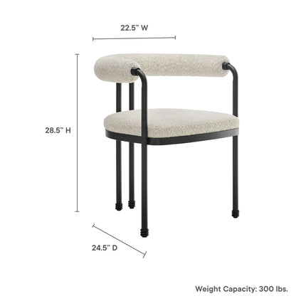 Modway EEI-7225 Turin Curved Back Boucle and Metal Dining Accent Chair Modway