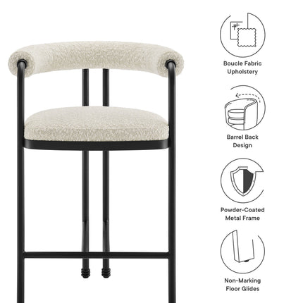 Modway EEI-7226 Turin Curved Back Boucle and Metal Counter Stool Modway