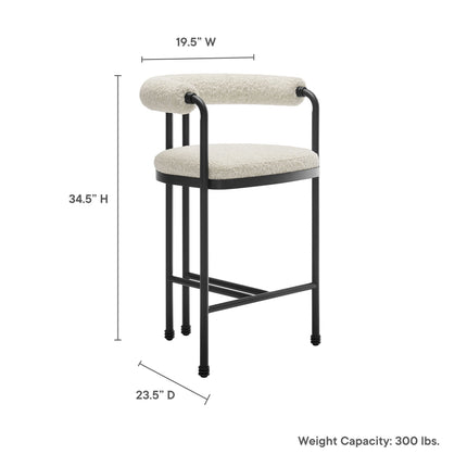 Modway EEI-7226 Turin Curved Back Boucle and Metal Counter Stool Modway