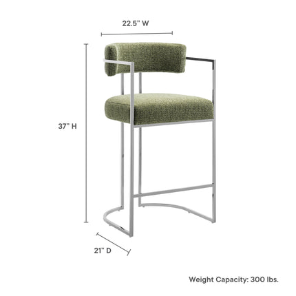 Modway EEI-7227 Huron Curved Back Fabric and Metal Counter Stool Modway