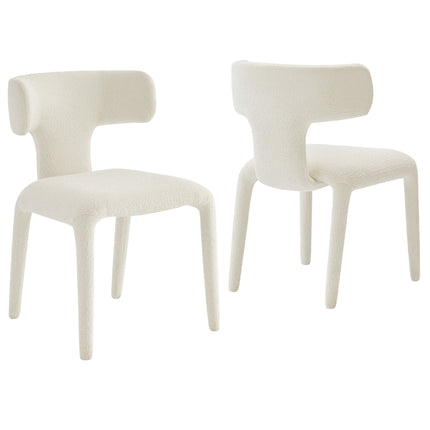 Modway EEI-7230 Stellan Curved Back Boucle Upholstered Dining Chair Set of 2 - Plaza Home Decor