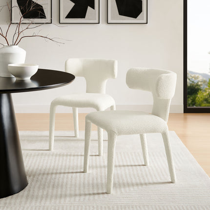 Modway EEI-7230 Stellan Curved Back Boucle Upholstered Dining Chair Set of 2 - Plaza Home Decor