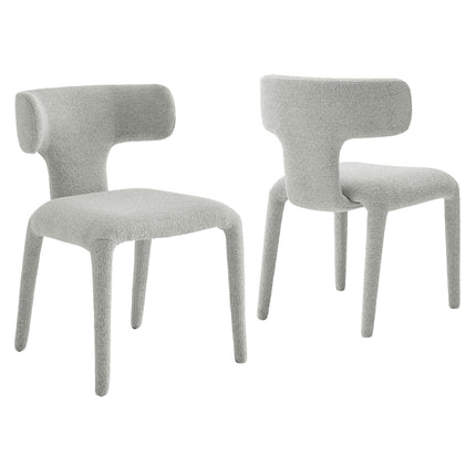 Modway EEI-7230 Stellan Curved Back Boucle Upholstered Dining Chair Set of 2 - Plaza Home Decor
