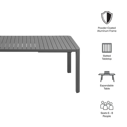 Modway EEI-7236 Tahoe Outdoor Patio Aluminum Extendable Dining Table - Plaza Home Decor