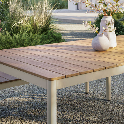 Modway EEI-7237 Finn 71" Outdoor Patio Aluminum Dining Table with Faux Wood Top Modway