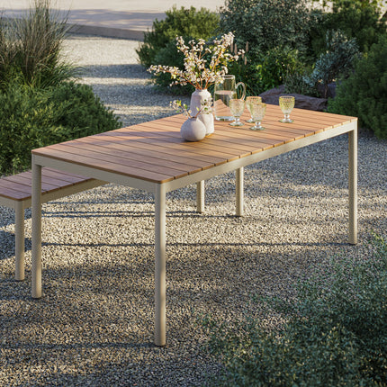 Modway EEI-7237 Finn 71" Outdoor Patio Aluminum Dining Table with Faux Wood Top Modway