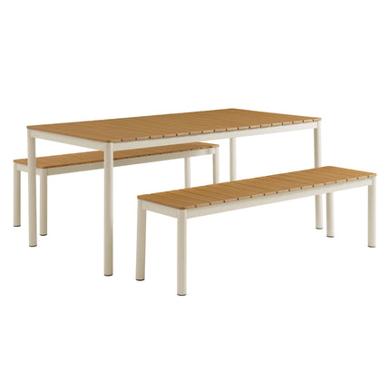 Modway EEI-7239 Finn Outdoor Patio Aluminum Faux Wood Dining Set with Benches Modway