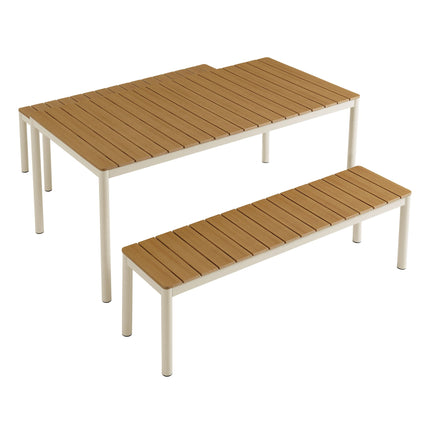 Modway EEI-7239 Finn Outdoor Patio Aluminum Faux Wood Dining Set with Benches Modway