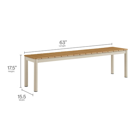 Modway EEI-7239 Finn Outdoor Patio Aluminum Faux Wood Dining Set with Benches Modway