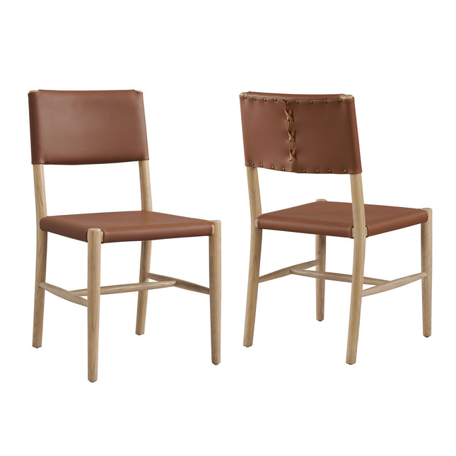 Modway EEI-7240 Dover Wood Vegan Leather Dining Side Chairs Set of 2 Modway