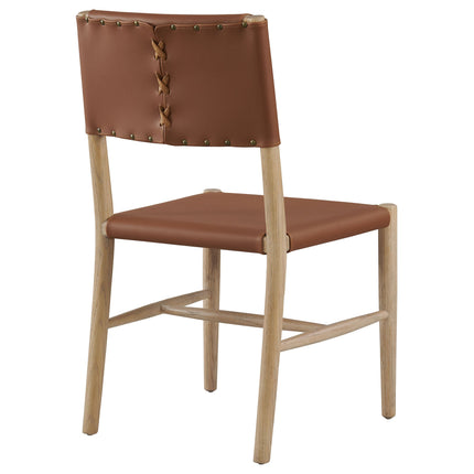 Modway EEI-7240 Dover Wood Vegan Leather Dining Side Chairs Set of 2 Modway