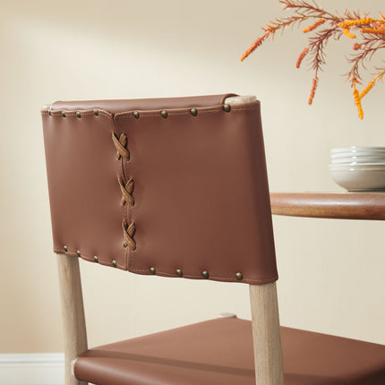 Modway EEI-7240 Dover Wood Vegan Leather Dining Side Chairs Set of 2 Modway